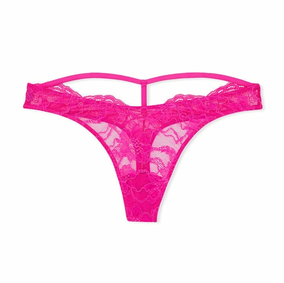 🎀Victoria's Secret Very Sexy Shine Strap Cutout Thong Fuchsia Frenzy Large 🎀 - Picture 3 of 7